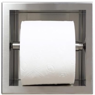 KOLMAN Toilettenpapierhalter Unterputz Wandnische Wall Box Paper 1 Silber Badezimmer Klopapierhalter