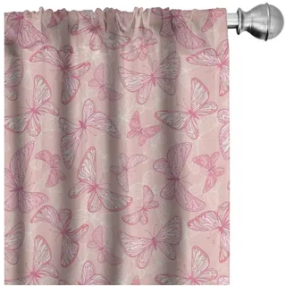 Abakuhaus Gardine Vorhang für Wohnzimmer Schlafzimmer Dekor, Microfaser, Blassrosa Schmetterlinge rosa 150 cm x 175 cm
