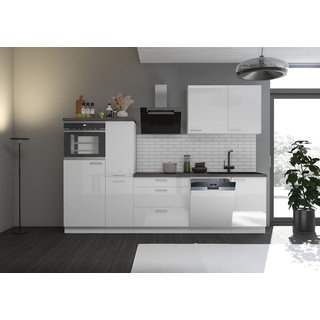 Küche Lara hochglanz Weiß 280 cm Küchenzeile Einbauküche Singleküche