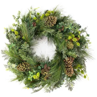 Kunstkranz Künstlicher Tannenkranz, Zapfen und Efeu, Ø 60cm - Türkranz, artplants grün