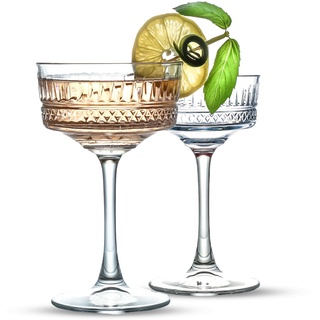 Vintage Coupé Gläser, 2er-Set (8,8 oz/260 ml), Champagner, Wein, Martini, Cocktailgläser, Longdrinkgläser, Kristall Rotweingläser und Weißweingläser