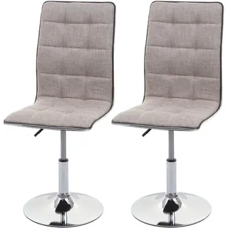 2er-set Esszimmerstuhl Hhg 616, Stuhl Küchenstuhl, Höhenverstellbar Drehbar, Stoff/textil Mvg Creme-grau