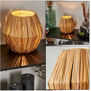 hofstein Tischleuchte moderne Boho Tischlampe aus Metall/Rattan in Schwarz/Natur, ohne Leuchtmittel, Nachttischlampe An-/Ausschalter, Lichteffekt, 1xE14, ohne Leuchtmittel beige