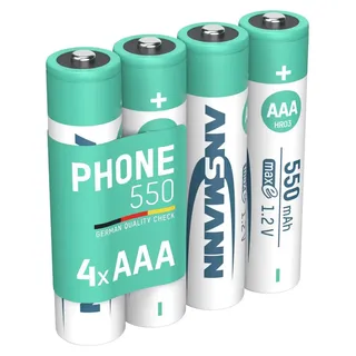 Ansmann Telefon Akku AAA, 4 Stück, 550mAh 1,2V, DECT