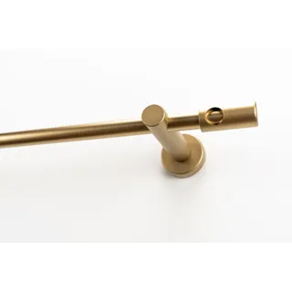 GARESA Gardinenstange GARESA "PANDRI", gold (mattgoldfarben), L:260cm Ø:20mm, Holzwerkstoff, Metall, Gardinenstangen, Vorhanggarnitur, verlängerbar, gerader Knopf mit Ausschnitt