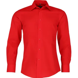 Russell Collection Tailliertes Popeline Hemd  Langarm, classic red, 3XL