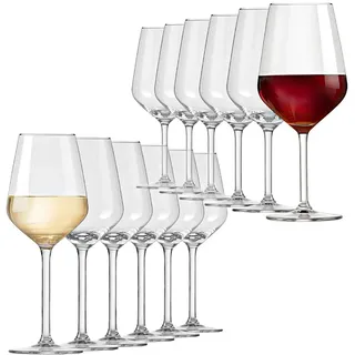 Murago - 12er Set Weingläser Elegance - 6 x Weißweingläser ca. 380ml & 6 x Rotweingläser ca. 530ml - elegante Weingläser Weinglas Weißwein Rotwein Gläser bauchig spülmaschinenfest groß Weisswein