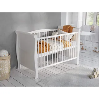 Love For Sleep Babybett Beistellbett 120x60cm mit Sicherheitsbarriere Umwandelbar Weiß Leo Kinderbett Baby Bett Holz - Kinderbett Babybett, Mitwachsend Gitterbett Baby Bed