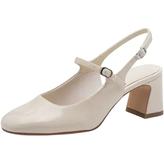 TAMARIS Damen Sling Pump mit Blockabsatz, beige, 40 EU