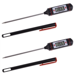 Olotos Kochthermometer Digital LCD Thermometer Bratenthermometer Fleischthermometer, Küchenthermometer für Küche, Kochen, Grill, BBQ, Lebensmittel, Fleisch schwarz