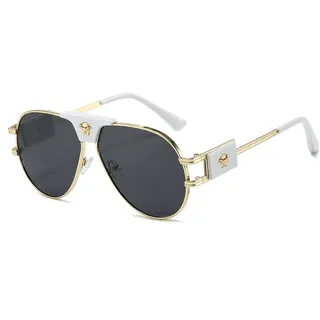 TYUVIVO Luxuriöse Sonnenbrille für Herren, zum Autofahren, Sonnenbrille für Männer und Frauen, Vintage, schwarze Sonnenbrille, UV400, Gold, Schwarz, Weiß, Einheitsgröße