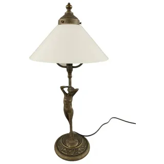Gremegro Tischleuchte Tischlampe Jugendstil Frauenfigur Antik Schreibtischlampe Messing, ohne Leuchtmittel weiß
