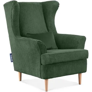 KONSIMO® Ohrensessel STRALIS Sessel, skandinavischer Stil, hergestellt in der EU, zeitloses Design grün
