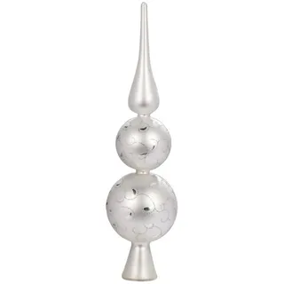 MAGIC by Inge Christbaumspitze, Christbaumspitze XL Doppelkugel Glas 31cm 1 Stück weiß