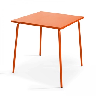 Oviala Business Quadratischer Gartentisch aus orangefarbenem Metall - Oviala