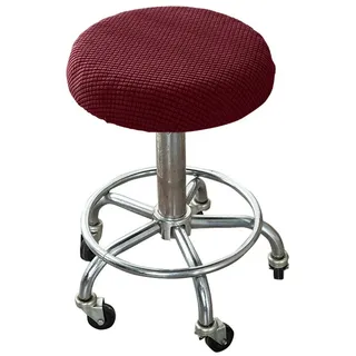 Rosnek Stuhlhusse Barhockerbezug Stuhlbezug Stretch, Stuhlüberzug Rollhocker Barhocker, mit Strukturoptik rot
