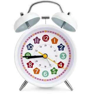 Doppelglockenwecker mit Nachtlicht,Kinderwecker ohne Ticken,Lauter Alarm | Klassischer Lauter Doppelglockenuhr Mit Hintergrundbeleuchtung,Leiser Nachttisch Wecker,Kinderwecker für Jungen und Mädchen