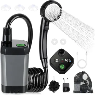 aamira Tragbare Dusche, Wiederaufladbare Elektrische Duschpumpe Mit Smart-display Und 4-modus-duschkopf Für Camping, Wandern