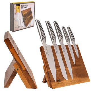 Magnetischer Messerblock Holz, Messerblock Magnetisch Ohne Messer, Natürlichem Akazienholz-Magnet Messerhalter für Küche, Kitchen Organizer, Messerblock Unbestückt