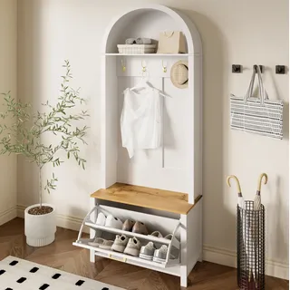 Garderobenschrank Schuhregal 195x75x35 Mdf Weiß Okmyhome