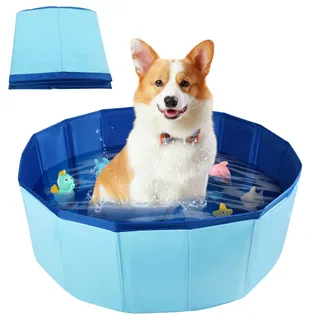 LQTSLFM Katzen Pool, Hundepool, Faltbarer Haustierpool, Hundeplanschbecken, Planschbecken für Katzen, Faltbarer Pool Werden zum Baden, Planschen und zur Aufbewahrung (60x20cm-Blau)