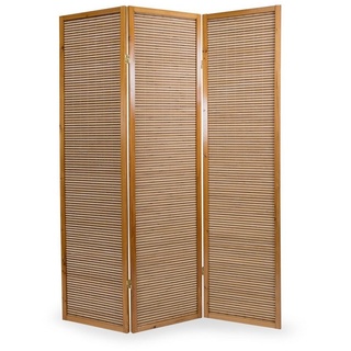 Homestyle4u Paravent 3fach Holz Raumteiler Bambus braun, 3-teilig braun