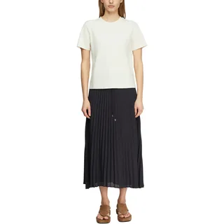 Faltenrock COMMA, Damen, Gr. 34, navy, Web, Obermaterial: 100% Polyester, unifarben, normal 7/8-Länge, Röcke, mit Bindeband