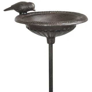 Moritz Vogeltränke Vogelbad Gusseisen 92 cm Erdspieß antik braun runde Schale Vogel Deko