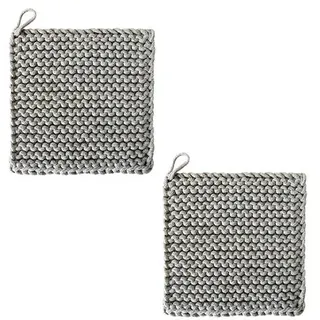 2x Gehäkelte Topflappen 19x19cm mit Aufhängeschlaufe Baumwolle