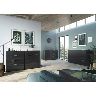Sideboard GERMANIA "Oakland" Sideboards Gr. B/H/T: 134 cm x 102 cm x 42 cm, schwarz Sideboard Sideboards in 2 Breiten, Fronten und Oberboden mit Glasauflage