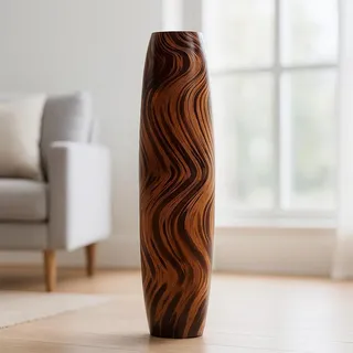 Leewadee Große Bodenvase 85 cm Mangoholz für Pampasgras & Trockenblumen