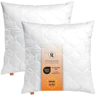 Kopfkissen 65 x 65 cm, 2er Set, Bettkissen, 100% Mikrofaser, für Allergiker geeignet, sleepling Basic 100 - Weiß