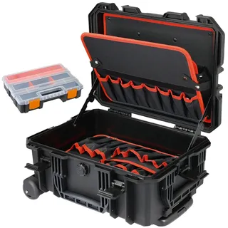 HMF Outdoor Werkzeugtrolley leer mit Rollen schwarz 46,5 x 36 x 22,5 cm