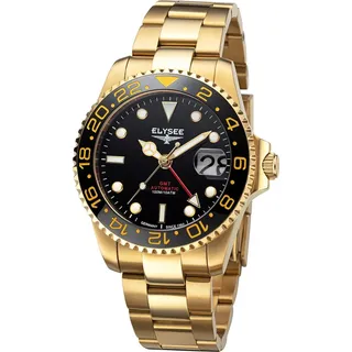 Elysee Herrenuhr GMT AUTOMATIC . 100% Edelstahl Herren Datumanzeige gold onesize 40.5 80606, 80607, 80608, 80609, 80610, 80611, 80614, 80616