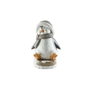 HOME STORY Deko Pinguin mit Schlitten   ¦ mehrfarbig ¦ Magnesia ¦ Maße (cm): B: 26 H: 32 T: 21.0