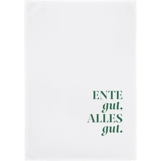 17;30 HOME Geschirrtuch, Humorvolles Design, 100% Baumwolle, Ente GUT, Alles GUT Spruch, umweltfreundlich, weiß, 50x70 cm