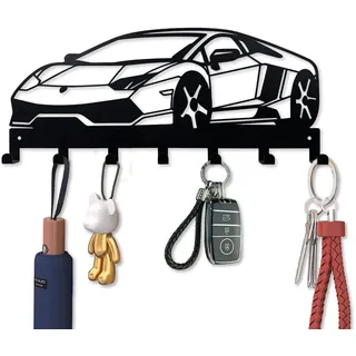 ShowMtheM Metall-Autoschlüsselhalter für die Wand, Metall-Schlüssel-Organizer mit 7 Haken, schwarze Wandhalterung, Schlüsselhalter für Eingang, Haustür, Flur, Büro