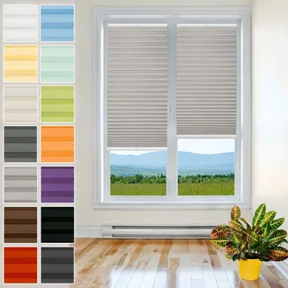 Plisart Premium Plissee mit Bohren, Pearl Stoff, Grau 80x200 cm