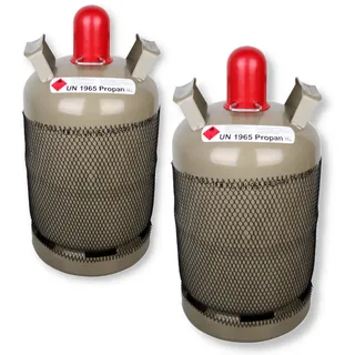 2x 11 kg Propangasflasche Gasflasche Stahlflasche Grau Eigentumsflasche Fabrikne...
