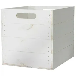 Holzkiste weiß mit Eingriffen  (32,5 x 33 x 37,5 cm, Weiß, 2 Eingriffe)
