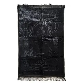 Muslimische Gebetsteppich, Islamische türkische gepolsterte Gebetsteppiche 80x120cm Frauen und Männer Seccade Schwarz