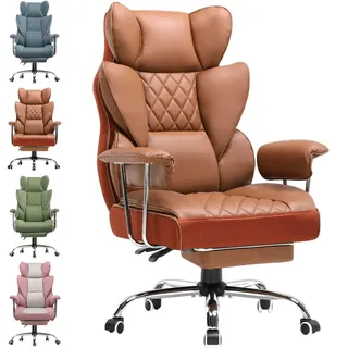 GTPLAYER Gaming Stuhl, Gamer Stuhl, Ergonomischer Bürostuhl mit Fußstütze Braun