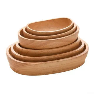 Homefurnishmall Salatschüssel aus Holz, Bootsform, Serviertablett für Lebensmittel, Süßigkeiten, Serviertablett für Dinnerpartys, Snacks, getrocknete Früchte (17 x 9,5 x 4,5 cm)