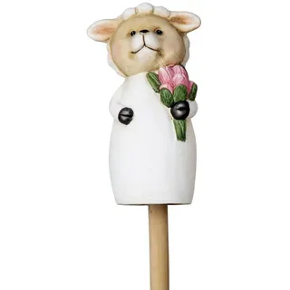 XiRRiX Gartenfigur Zauntiere Zaunhocker Gartenzaundekoration aus Keramik, (Schaf, H: ca.22,5 cm), Niedliche Tiermotive Sommerdeko Garten weiß