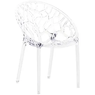 TPFLiving Stuhl Schalenstuhl, Stuhl mit bequemer Sitzfläche: Kunststoff transparent weiß