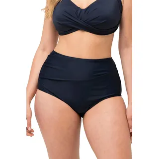 Ulla Popken Damen große Größen Übergrößen Plus Size Bikini-Hose, Drapierung, High Waist Marine 56 827045130-56 - 56