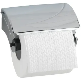 Wenko Toilettenpapierhalter Basic mit Deckel Edelstahl inkl. Befestigung