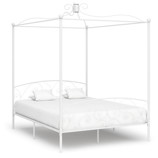 vidaXL Himmelbett-Gestell Weiß Metall 180 x 200 cm