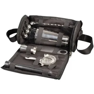 Bartasche schwarz - mit Cocktailset"
