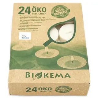 luterna 100% ÖKO-TEELICHTER aus regionaler Bio-Masse, BIOKEMA, Ø38 mm, Brenndauer ca. 4h, ohne Aluminiumhülle, 24 Stück pro Verpackung